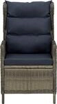 vidaXL Verstellbarer Gartensessel mit Auflagen Poly Rattan Braun