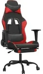 vidaXL Gaming-Stuhl mit Massage & Fu&szlig;st&uuml;tze Schwarz & Rot Kunstleder - Rot