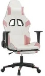 vidaXL Gaming-Stuhl mit Fu&szlig;st&uuml;tze Wei&szlig; und Rosa Kunstleder - Rosa