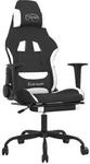 vidaXL Gaming-Stuhl mit Massage & Fu&szlig;st&uuml;tze Schwarz und Wei&szlig; Stoff - Wei&szlig;