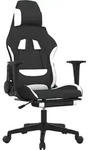 vidaXL Gaming-Stuhl mit Massage & Fu&szlig;st&uuml;tze Schwarz und Wei&szlig; Stoff - Wei&szlig;