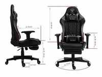 Gaming Stuhl im Racing Design in Lederoptik Bürostuhl mit flexiblen Armlehnen