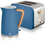 SWAN STP2090BLUNEU Set Fr&uuml;hst&uuml;ckskocher, kabellos, 1,7L Toaster Breitschlitz 2