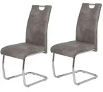 Hela Tische, 2er Set Esszimmerstuhl Freischwinger Flora - Bezug Vintage Grau -