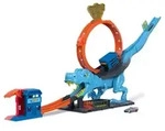 Hot Wheels City T-Rex Looping-Bahn, Dinosaurier-Angriff inkl. Auto 1:64 - Bunt