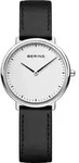 Bering Damen Armbanduhr Ultra Slim 29 mm Armband Kalbsleder 15729-404 - Silber