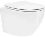 LuxeBath Sp&uuml;lrandloses H&auml;nge WC kurz 49 cm Wei&szlig; gl&auml;nzend mit Nano Beschichtung,
