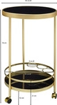 FineBuy Design Servierwagen Gold Rund &Oslash; 45cm 2 Ebenen Beistelltisch auf Rollen mit