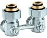 Hahnblock 3/4" Eck Eurokonus Doppelkugelhahn Heizk&ouml;rper Anschluss