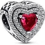 Pandora Charm-Anh&auml;nger 925 Silber Funkelndes Rotes Herz Schmuckanh&auml;nger