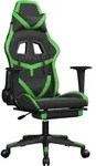 vidaXL Gaming-Stuhl mit Massage & Fu&szlig;st&uuml;tze Schwarz & Gr&uuml;n Kunstleder - Gr&uuml;n