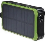 Denver PSO-10012 10.000 mAh Powerbank mit Solar, Handkurbel & Lampe - Schwarz/Gr&uuml;n
