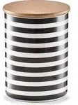 ZELLER 19824 Vorratsdose STRIPES 900 ml, Keramik/Bambus, schwarz/wei&szlig;, &Oslash; 11,5 x 15