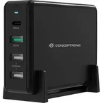 Conceptronic OZUL01B 4-Port 65W USB-PD Ladeger&auml;t - Schwarz