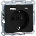 Merten Schuko Steckdose MEG2367-0403 m.USB Ladeger&auml;t schwarz matt System M - Schwarz