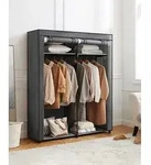 SONGMICS Kleiderschrank mit 2 Kleiderstangen faltbar - Grau