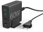 Hama Ladestation, 60 Watt, 4-fach (2x PD/QC USB-C, 2x USB-A), Schwarz (00201628) -