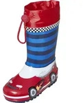 Playshoes - Regenstiefel mit Kordelzug f&uuml;r Kinder - Rennwagen - Rot/Blau -...