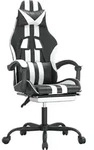 vidaXL Gaming-Stuhl mit Fu&szlig;st&uuml;tze Schwarz und Wei&szlig; Kunstleder - Wei&szlig;
