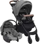 vidaXL 2-in-1 Kinderwagen Hellgrau Stahl - Hellgrau / 3-in-1 - Grau