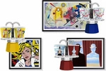 Bialetti Espressokocher Set Mini Express Lichtenstein + 2 Espressobecher -