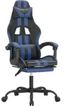 vidaXL Gaming-Stuhl mit Fu&szlig;st&uuml;tze Schwarz und Blau Kunstleder - Blau