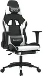 vidaXL Gaming-Stuhl mit Massage & Fu&szlig;st&uuml;tze Schwarz & Wei&szlig; Kunstleder - Wei&szlig;