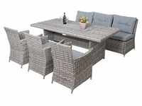 Poly-Rattan Sitzgruppe MCW-G59, Gartengarnitur Sofa Lounge-Set, 200x100cm grau,