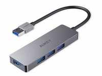 Aukey CB-H36 Aluminium Ultraflacher USB-3.0 USB-Hub mit 4 Anschlüssen