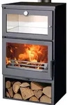 Kaminofen Panadero Oven Stahl schwarz 7,4 kW mit Backfach und Holzfach - Schwarz