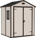 Keter Manor 6x5, Kunststoff-Schuppen, Doppel, Giebeldach, Schwarz, Harz, Beige