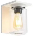 Lucande Au&szlig;enwandleuchte Semka, wei&szlig;, Alu, Glas, 20cm - Wei&szlig;