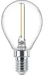 Philips Filament-Kerzenlampe, transparent 15W P45 E14, 1,4 W, 15 W, E14, 136 lm,