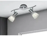 Schwenkbarer 2 flammiger LED Deckenstrahler f&uuml;r Innen Nickel matt f&uuml;r Wohnzimmer -