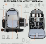 TARION Kamerarucksack Leicht Kamera Rucksack mit 15 Zoll Laptopfach Grau - Grau