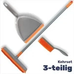 3-teilig - Gummibesen Set mit Handbesen - Orange