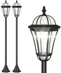 Outsunny Solar Gartenlaterne LED Laterne Wegleuchte 6 Stdn. ABS 129cm - Schwarz