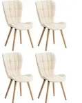 CLP 4er Set Esszimmerstuhl Elda Kunstleder mit robustem Holzgestell creme -...