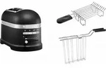 KitchenAid Set 1, Toaster + Br&ouml;tchenaufsatz Artisan 5KMT2204 Gusseisen Schwarz...