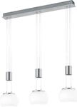 LED-Pendelleuchte - Nickel - Wei&szlig; - Glas - Metall - 3-flammig - 82 x 150 cm -