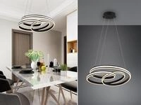 Gro&szlig;e LED Pendelleuchte dimmbar, geschwungen &Oslash; 60cm, Schwarz