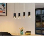 LED Industrial Rauchglas Pendelleuchte mehrflammig &uuml;ber Esszimmertisch...