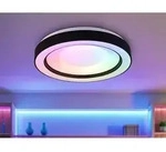 Reality LED Deckenleuchte Arco schwarz matt, Fernbedienung - Wei&szlig;