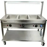 Fahrbarer Edelstahl Bain Marie Wagen BT-3 f&uuml;r 3x GN 1/1 Beh&auml;lter, 1304x704x850 mm