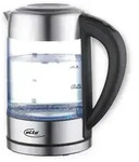 ELTA Wasserkocher GWK-2200.4T, Glas, 1,7 L, 2200 W, Temperaturregelung - Silber