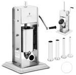 Vertikaler manueller Wurstf&uuml;ller, Edelstahl, 3 l + 4 Trichter - Silber