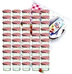 50er Set Sturzglas 125 ml Marmeladenglas Einmachglas To 66 rot karierter Deckel incl.