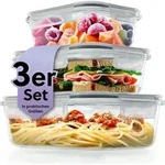 GOURMETmaxx Glas Frischhaltedosen Klick-it 3er Set Hervorragend f&uuml;r Sp&uuml;lmaschine