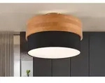Deckenleuchte Holz & Stoffschirm Schwarz &Oslash; 30cm - Beige