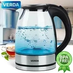 Wasserkocher 1,7L 2200W Edelstahl LED Beleuchtung Kabelloss Glas SN0617L - Silber